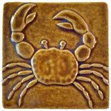Crab 4"x4" Ceramic Handmade Tile - honey Glaze