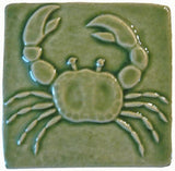 Crab 4"x4" Ceramic Handmade Tile - Spearmint Glaze