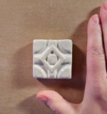 Cross with diamond 2"x2" Ceramic Handmade Tile - white glaze size reference