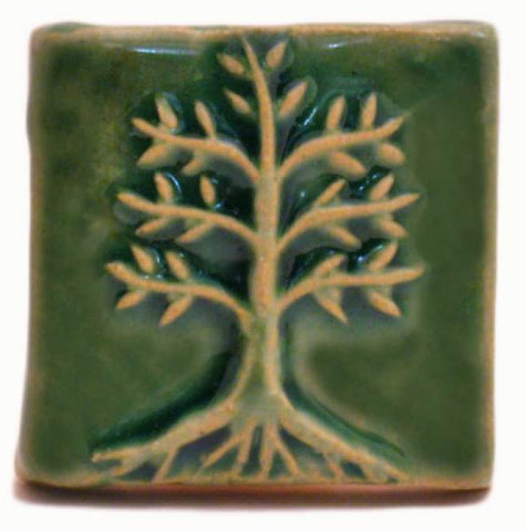 Cypress 2"x2" Ceramic Handmade Tile - Leaf Green Glaze