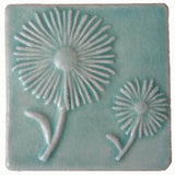 Daisies 4"x4" Ceramic Handmade Tile - Pacific Blue Glaze