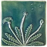 Dandelion 6"x6" Ceramic Handmade Tile - Leaf Green Glaze