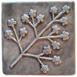 Delicate Floret 4"x4" Ceramic Handmade Tile - Gray Glaze