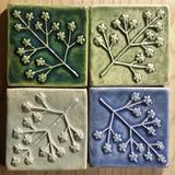 Delicate Floret 4"x4" Ceramic Handmade Tile - Multicolored grouping