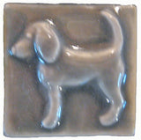 Dog (facing Left) 2"x2" Ceramic Handmade Tile - Gray Glaze
