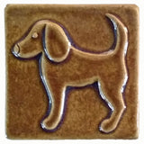 Dog Facing left 3"x3" Ceramic Handmade Tile - honey glaze