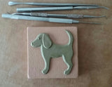 Dog Facing left 3"x3" Ceramic Handmade Tile - in progress photo