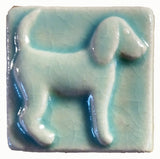 Dog (facing Right) 2"x2" Ceramic Handmade Tile - Pacific Blue