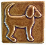 Dog Facing right 3"x3" Ceramic Handmade Tile - honey glaze