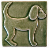 Dog 1 (facing Right) 4"x4" Ceramic Handmade Tile - Spearmint Grouping