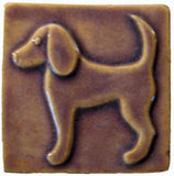 Dog 2 (facing Left) 4"x4" Ceramic Handmade Tile - Hyacinth Glaze