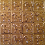 Dog Facing left 3"x3" Ceramic Handmade Tile - honey glaze grouping
