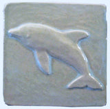 Dolphin 4"x4" Ceramic Handmade Tile - Celadon Glaze