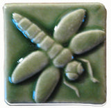 Dragonfly 2"x2" Ceramic Handmade Tile - Spearmint Glaze