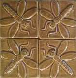 Dragonfly 3"x3" Ceramic Handmade Tile - Honey Glaze Grouping