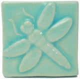 Dragonfly 2"x2" Ceramic Handmade Tile - Pacific Blue Glaze