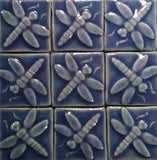 Dragonfly 2"x2" Ceramic Handmade Tiles - Watercolor Blue Glaze Grouping