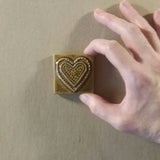 Fancy Heart 2"x2" Ceramic Handmade Tile - Honey Glaze Size Reference