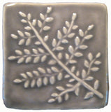 Fern 4"x4" Ceramic Handmade Tile - Gray Glaze