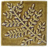 Fern 4"x4" Ceramic Handmade Tile - Honey Glaze