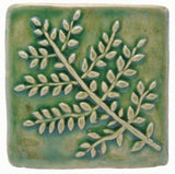 Fern 4"x4" Ceramic Handmade Tile - Spearmint Glaze