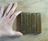 1"x4" Ceramic Handmade Field Tile - autumn glaze size reference