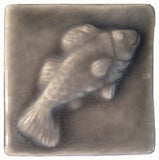 Fish 2"x2" Ceramic Handmade Tile - Gray Glaze
