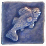 Fish 2"x2" Ceramic Handmade Tile - Watercolor Blue Glaze