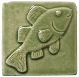 Fish 3"x3" Ceramic Handmade Tile - spearmint glaze