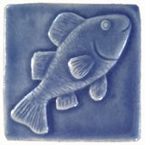 Fish 3"x3" Ceramic Handmade Tile - watercolor blue glaze