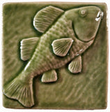 Fish 4"x4" Ceramic Handmade Tile - Spearmint Glaze