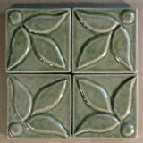 Fleur 3"x3" Ceramic Handmade Tile - Spearmint Glaze Grouping
