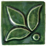 Fleur 4"x4" Ceramic Handmade Tile - Leaf Green Glaze