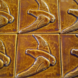 Flying Swift 4"x4" Ceramic Handmade Tile - honey glaze grouping
