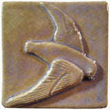 Flying Swift 4"x4" Ceramic Handmade Tile - hyacinth green