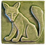 Fox 4"x4" Ceramic Handmade Tile - Spearmint Glaze