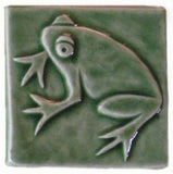 Frog 3"x3" Ceramic Handmade Tile - Spearmint Glaze