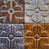 Geometric Blossom 3"x3" Ceramic Handmade Tile - multi