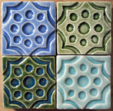 Geometric Pod 3"x3" Ceramic Handmade Tile - multi Glaze