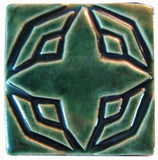 Geometric Star 3"x3" Ceramic Handmade Tile - Leaf Green Glaze