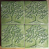 Ginkgo Tree 6"x6" Ceramic Handmade Tile - Spearmint Grouping