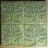Ginkgo Tree 6"x6" Ceramic Handmade Tile - Spearmint Grouping