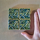 Grasshopper 2"x2" Ceramic Handmade Tile - Leaf Green Glaze Grouping
