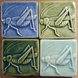Grasshopper 3"x3" Ceramic Handmade Tile - multi Glaze grouping