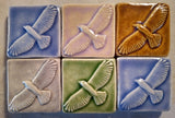 Hawk 2"x2" Ceramic Handmade Tile - multi Glaze
