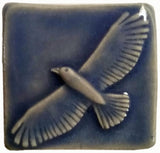 Hawk 2"x2" Ceramic Handmade Tile - Watercolor Blue Glaze