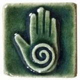 Healing Hand 2"x2" Ceramic Handmade Tile - Leaf Green Glaze