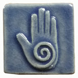 Healing Hand 2"x2" Ceramic Handmade Tile - Watercolor Blue Glaze