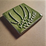 Heather 4"x4" Ceramic Handmade Tile - spearmint glaze edge view