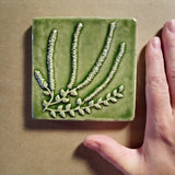 Heather 4"x4" Ceramic Handmade Tile - spearmint glaze